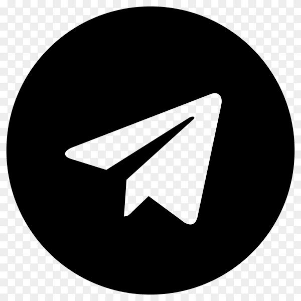 Telegram icon with black color on transparent background PNG