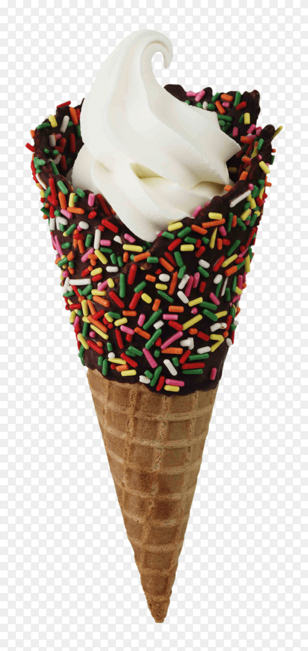 Vanilla ice cream cone on transparent background PNG