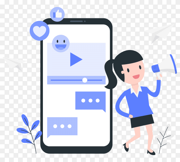 Video marketing and advertising concept illustration on transparent background PNG