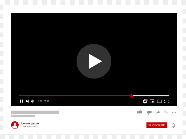Video player template design on transparent background PNG