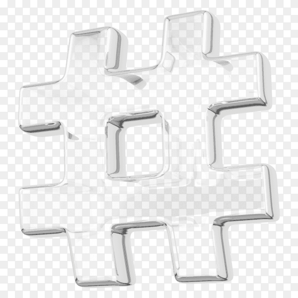 White hashtag design on transparent background PNG