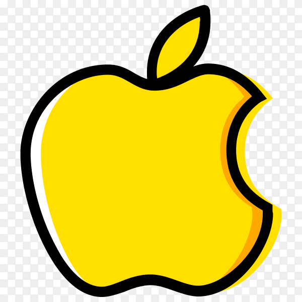 Yellow Apple logo on transparent background PNG