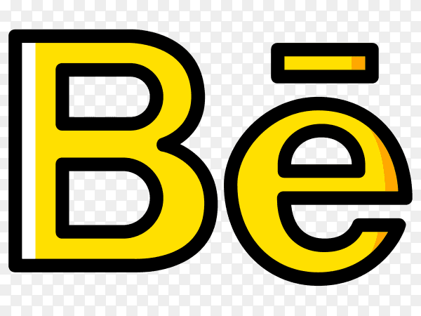 Yellow Behance icon on transparent background PNG
