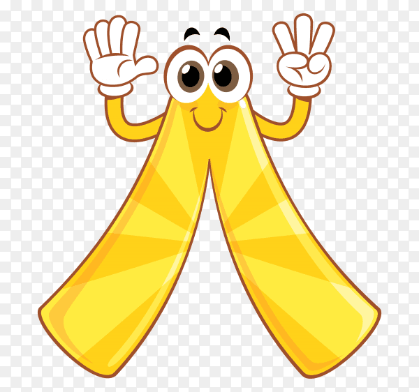 Yellow cartoon number eight on transparent background PNG