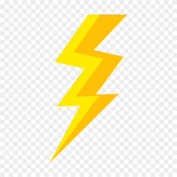 Yellow lightning bolt illustration on transparent background PNG