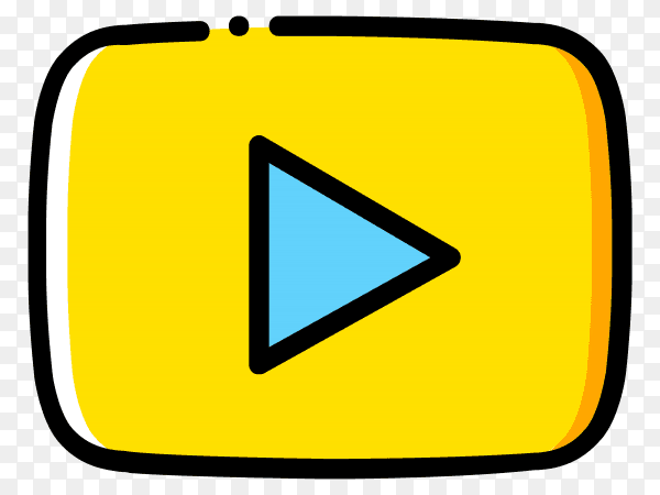 Yellow YouTube player icon on transparent background PNG