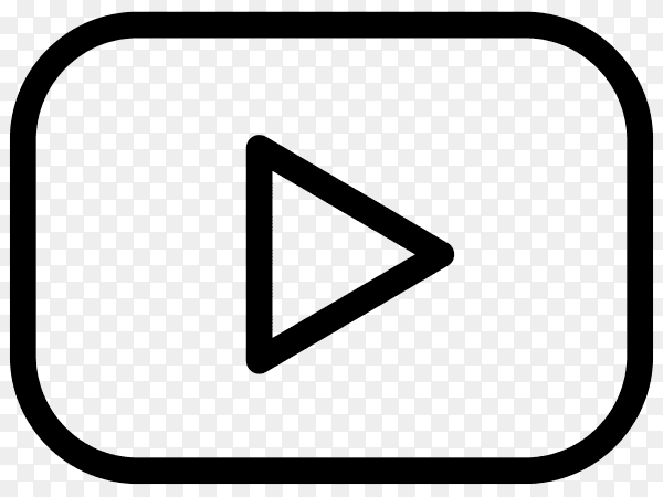 YouTube player icon with black color on transparent background PNG