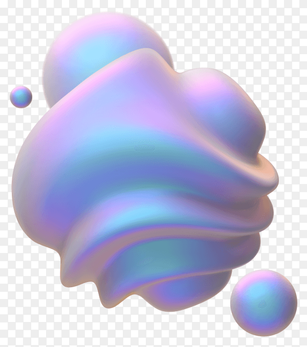 Abstract blue fluid shape illustration on transparent PNG
