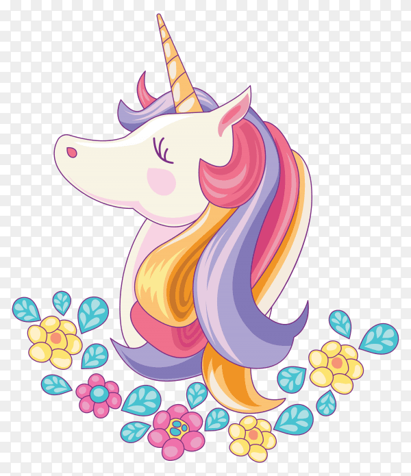 Beautiful unicorn with hand drawn style on transparent background PNG