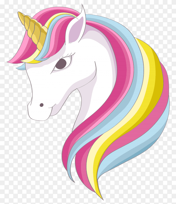 Cute cartoon unicorn illustration on transparent background PNG