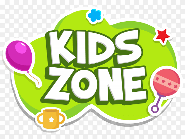 Kids zone label text sticker childish badge premium vector PNG