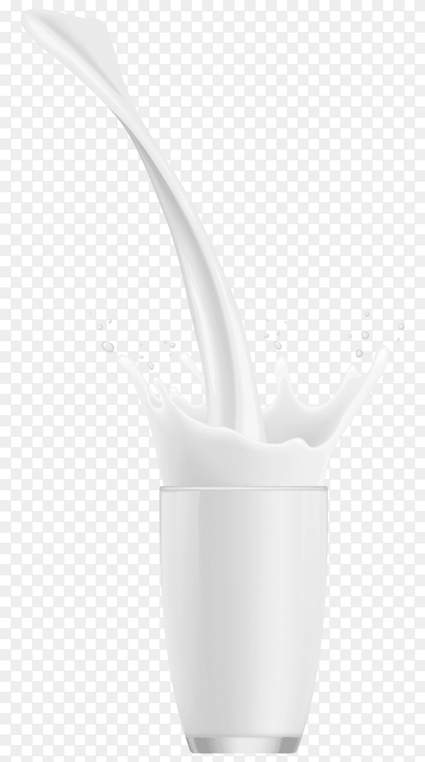 Realistic glasses with pour milk splash on transparent background PNG