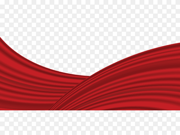 Red wave silk satin fabric for grand opening ceremony on transparent background PNG
