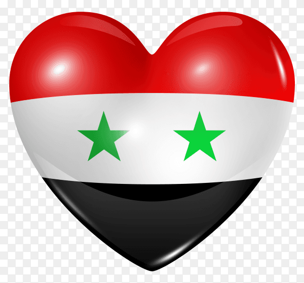 Syria flag in heart shape on transparent background PNG