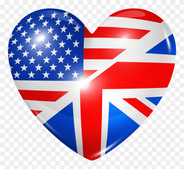 USA flag in heart shape on transparent background PNG