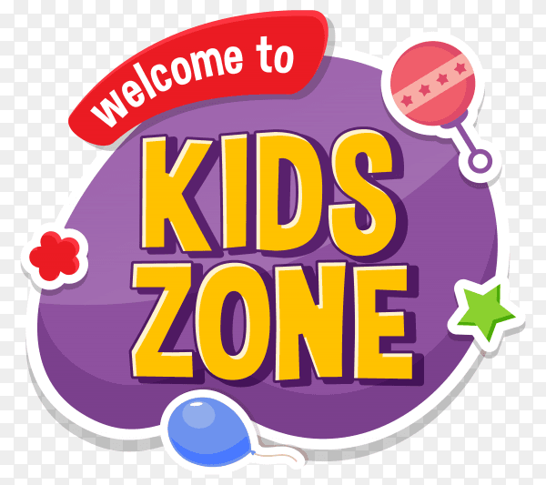kids zone children entertainment cartoons on transparent background PNG