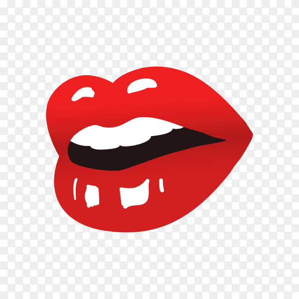 Beautiful red lips on transparent PNG