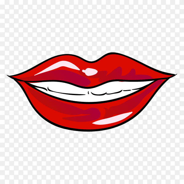 Beautiful women lips illustration on transparent background PNG