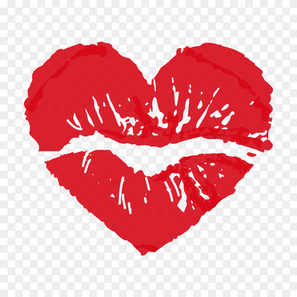 Female lips in shape heart on transparent background PNG
