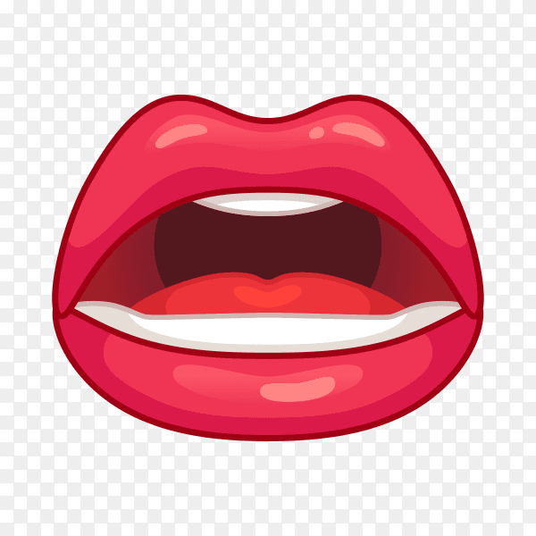 Female red lips illustration on transparent PNG