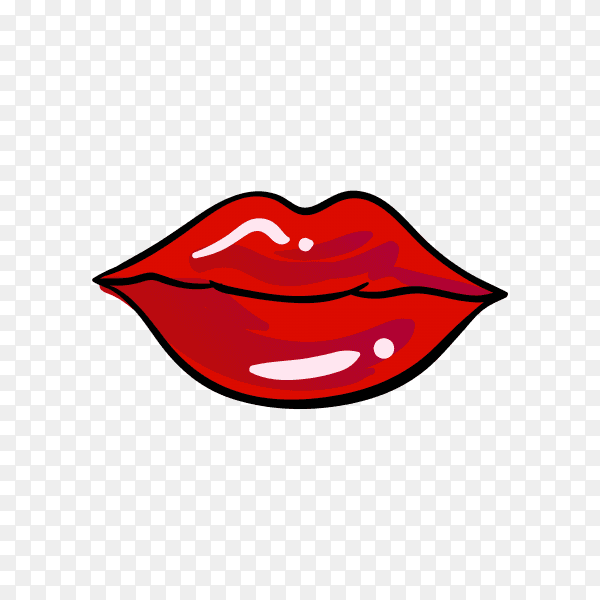 Female red lips on transparent background PNG