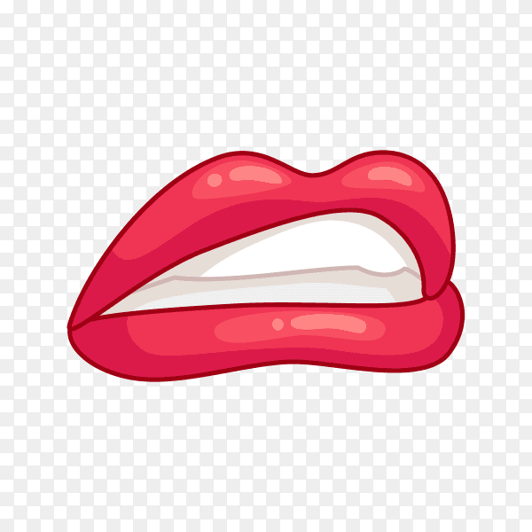 Hand drawing female lips on transparent background PNG