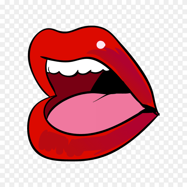 Illustration female mouth and lips on transparent background PNG