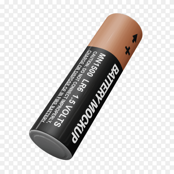 3D battery illustration on transparent background PNG