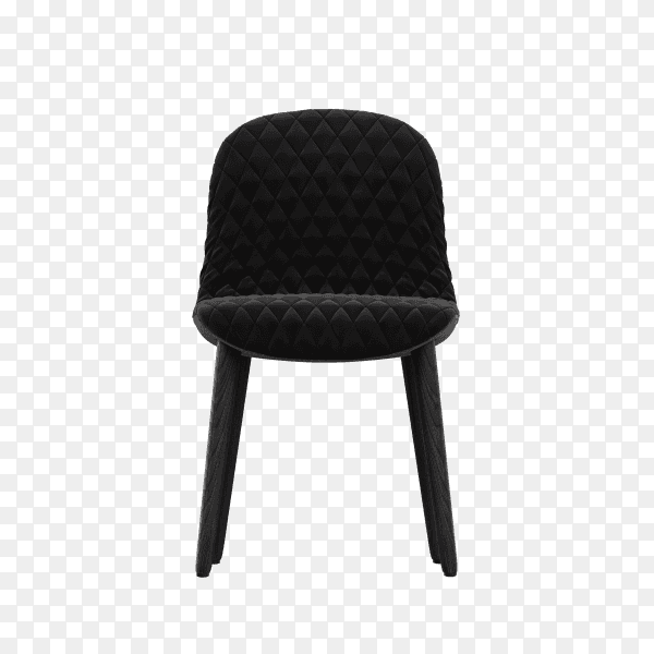 3D black modern chair on transparent background PNG