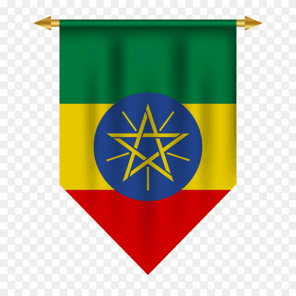 3D realistic pennant with flag of Ethiopia premium vector PNG