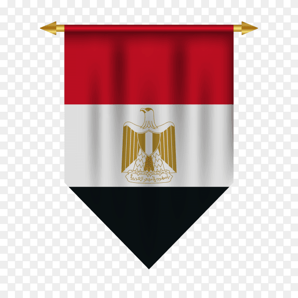 3D realistic pennant with Egypt flag on transparent background PNG