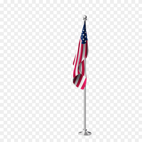 3d realistic flag of united states of America on steel pole premium vector PNG