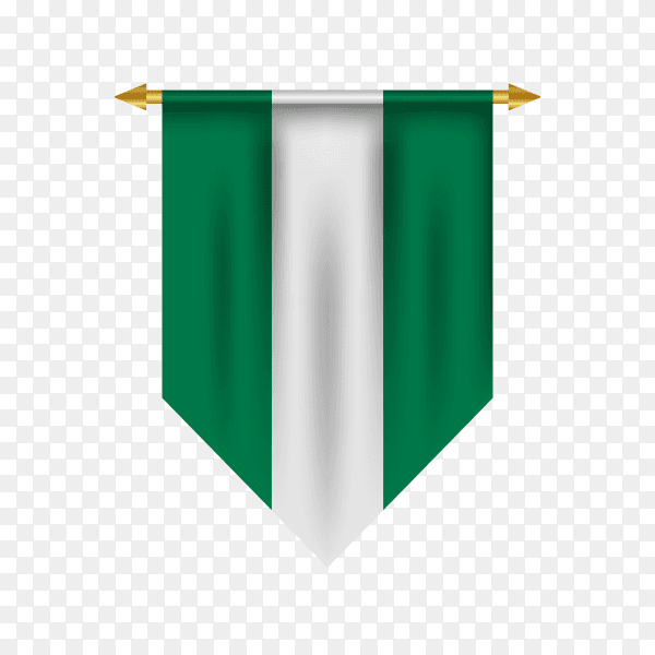 3d realistic pennant with flag of Nigeria on transparent background PNG