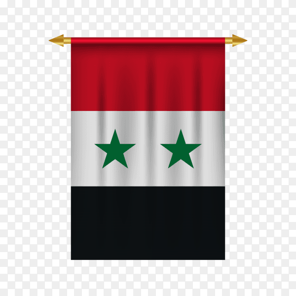 3d realistic pennant with flag of Syria premium vector PNG