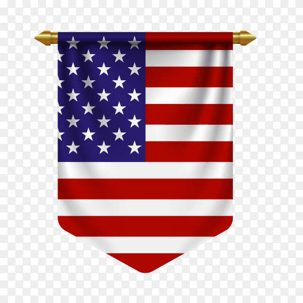3d realistic pennant with flag of united states on transparent background PNG