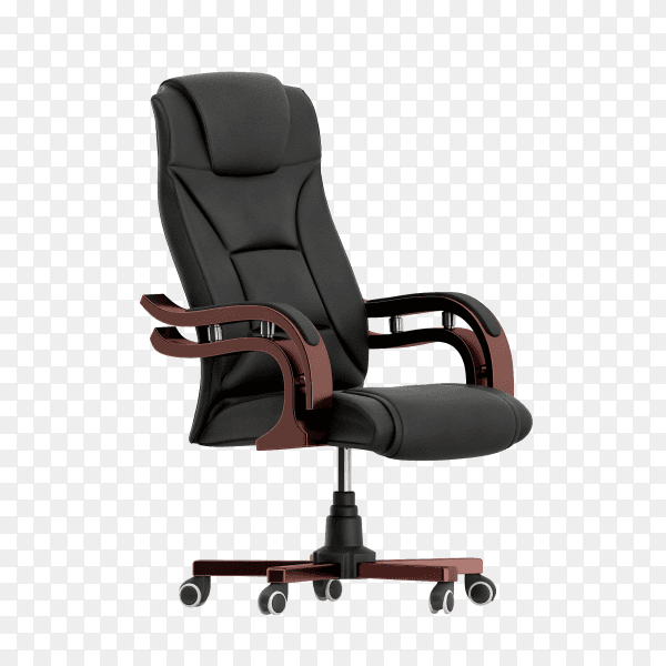 A black office chair on transparent background PNG
