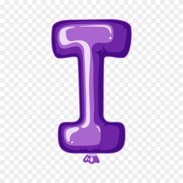 Balloon in the shape of I letter on transparent background PNG
