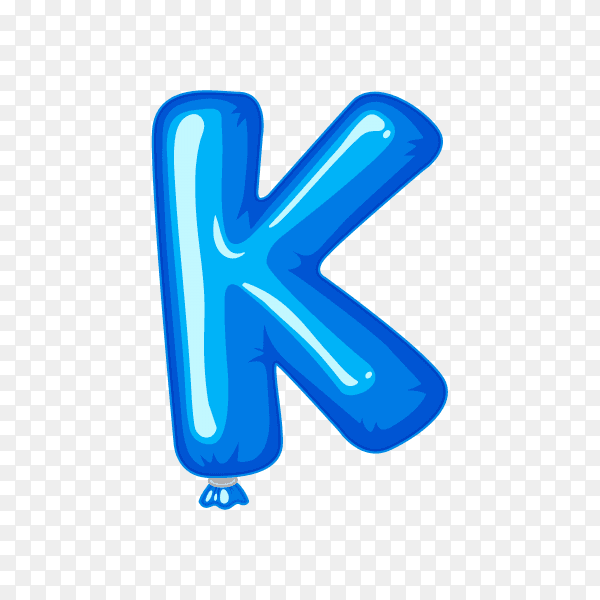 Balloon in the shape of K letter on transparent background PNG