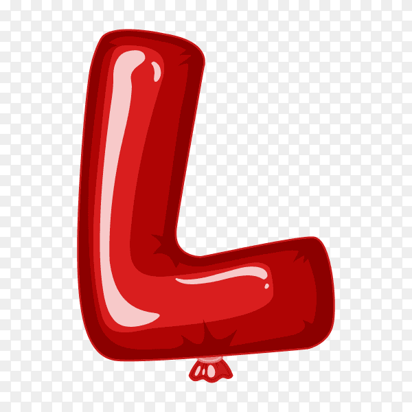 Balloon in the shape of L letter on transparent background PNG