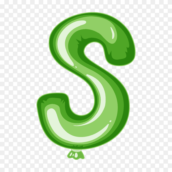 Balloon in the shape of S letter on transparent background PNG