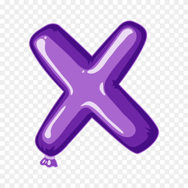 Balloon in the shape of X letter on transparent background PNG