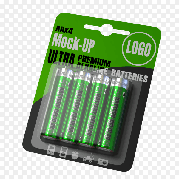 Battery cellular packet mockup 3d render on transparent background PNG
