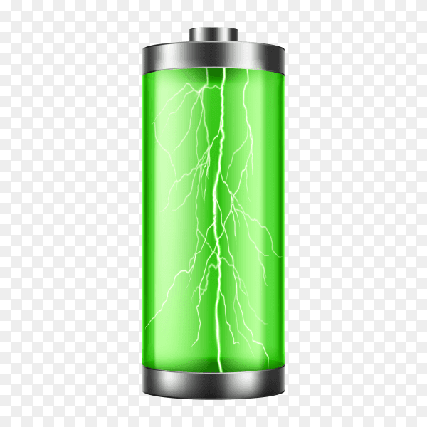 Battery charge indicator with lightning flash on transparent background PNG