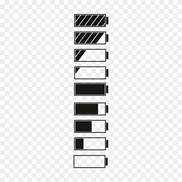 Battery charge indicator icon on transparent PNG