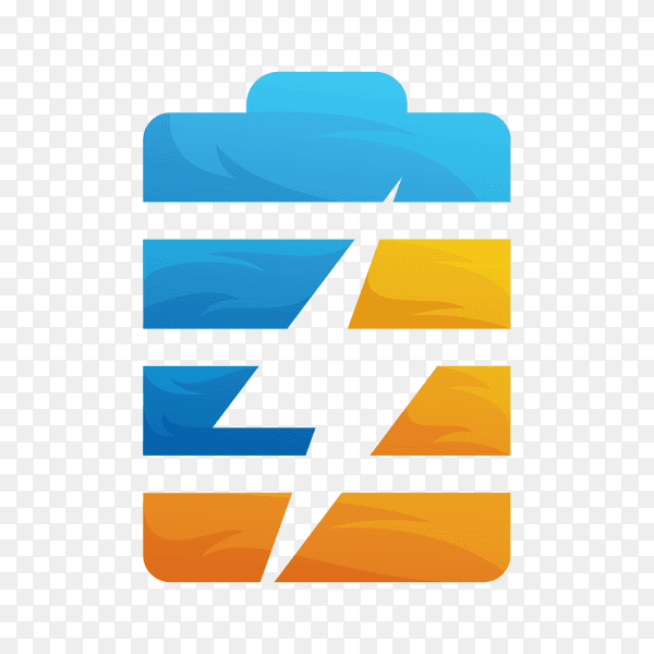 Battery charger logo template on transparent background PNG