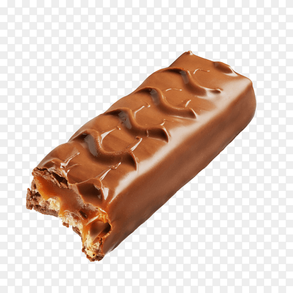 Bitten chocolate candy bar isolated on transparent background PNG