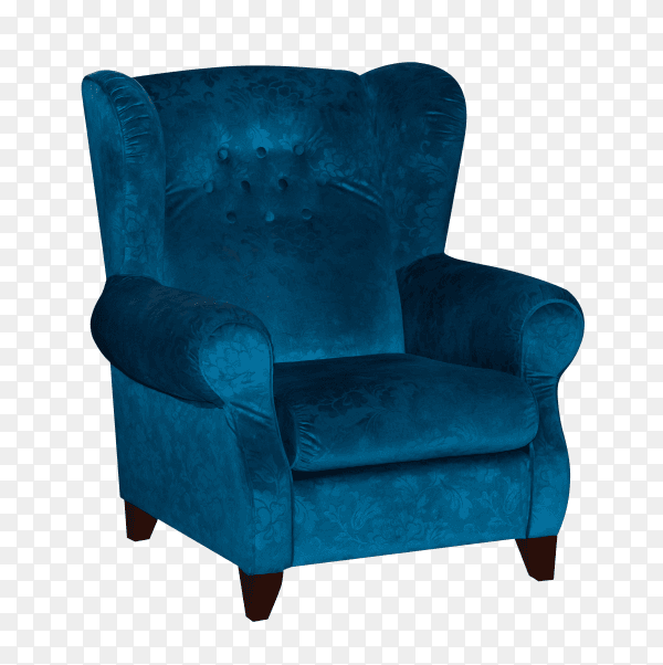 Blue textile chair isolated on transparent background PNG