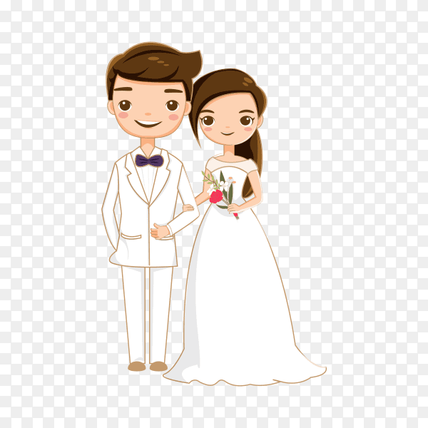 Bride and groom getting married on transparent backgroud PNG