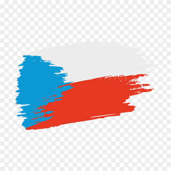 Brush stroke Czech flag on transparent background PNG