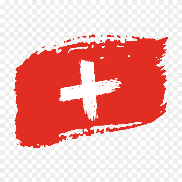 Brush stroke Switzerland flag on transparent background PNG